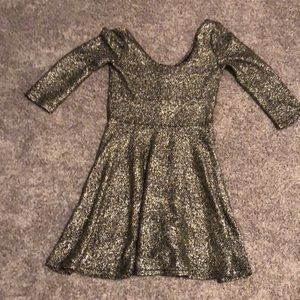 Gold metallic skater dress
